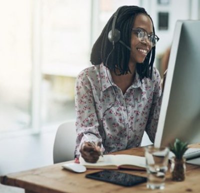 Businesswoman using AFS Advisor